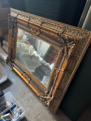 Large ornate overmantel mirror - ornate,