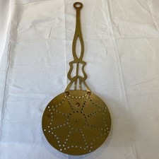 Vintage Brass Open Chestnut Roaster / Skimmer Large