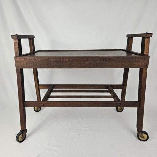 Vintage rolling walnut bar - rolling,
