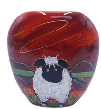 Anita Harris Pottery Purse Vase Valais Black Nosed Sheep Design