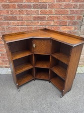 Antique Oak Corner Bookcase