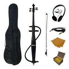Symphony Portable Hand-Carved Solid Catalpa Electric Cello Outfit - Black EC01BK