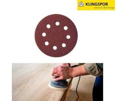 125mm Sanding Discs / Sandpaper 5" KLINGSPOR 8 HOLE PADS / 40 - 600 GRIT /