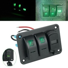 2 Gang Green Switch Panel USB