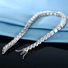 9ct Tennis Bracelet White Gold Diamond Test Pass Lab-Created VVS1/D LED Box 17cm