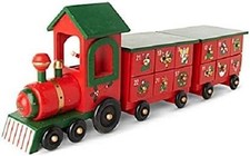 Wooden Christmas Advent Calendar Train Decoration 45cm Long Premier