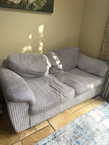 Grey striped fabric - grey, sofa
