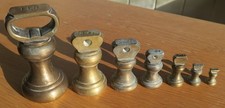 ANTIQUE VINTAGE COMPLETE SET OF BRITISH IMPERIAL BRASS BELL WEIGHTS