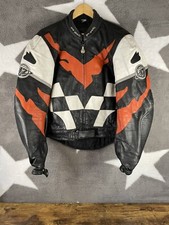 HEIN GERICKE Pro Sports,Black, Red & White Leather Biker Jacket + Armour Size 58