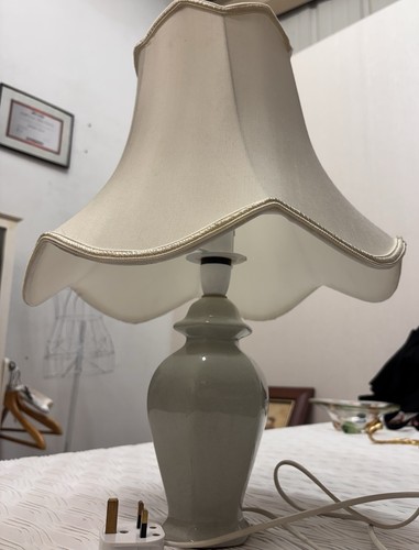 Sage green ceramic table lamp - table,