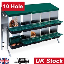 10 Compartment Chicken Nest Mental Nesting Box Chicken Coop Laying Box w/ Holder