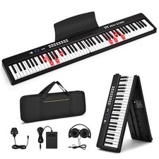 ♬Mustar Foldable 88 Lighted Up Key Piano Keyboard Portable Bluetooth Beginners