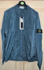 Shimmer Nylon Metal Econyl Navy Stone Island Full Zip Overshirt Jacket, Large