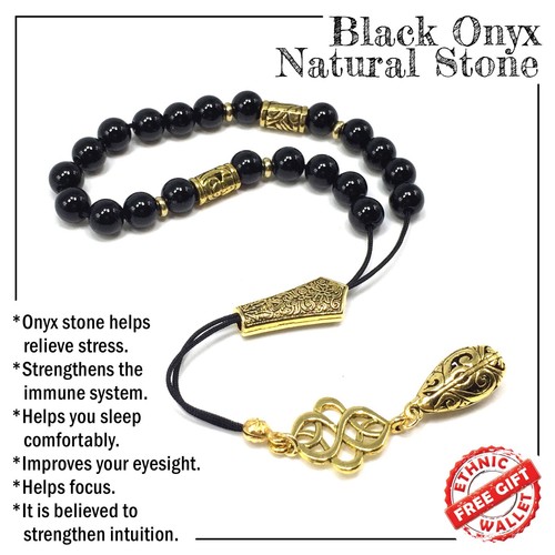 Black onyx greek komboloi - black,