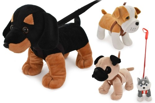 Standing dogs lead plush - standing,