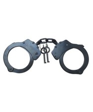 Heavy Duty Black Chain Handcuffs Police Quick Cuffs 2 Keys Stainless steel