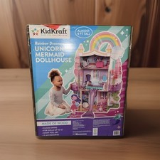 KidKraft 20050 Rainbow Dreamers Unicorn Mermaid Dollhouse with EZ Kraft Assembly