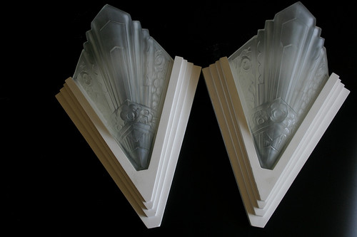 Pair vintage art deco wall - pair,