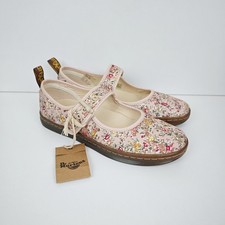 Dr. Martens UK 6 Carnaby Floral Shoes Women's Canvas Mary Jane Buckle Dolly Flat