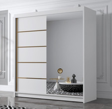 ELUKS - Flavio Modern Bedroom Sliding Door Wardrobe with Mirror Cabinet