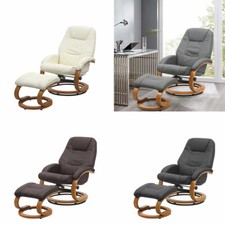 PU Leather Armchair Recliner Office Chair With Footstool Cinema Lounge Sofa Home