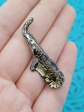 Vintage Silver Tone Saxophone Musical Instrument Detailed Brooch/Pin