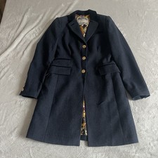 Joules Military Duchess Coat Women's Size 10 Blue Tweed Wool Blend Herringbone