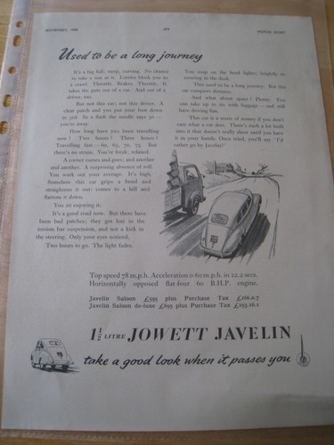 Jowett javelin car 1949 poster - javelin,