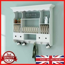 Wall Dish Rack Wooden Kitchen Wall Display Cabinet Mounted Plate Holder Drainer
