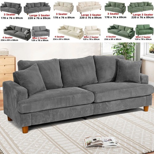 Seater 256cm corduroy sofa - 4,
