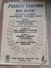 Fordson Tractor 1953 British National Championship Ploughing Match Ad Original