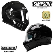 SIMPSON GHOST BANDIT VENOM HELMET ROAD LEGAL GLOSS BLACK INTERNAL VISOR UK