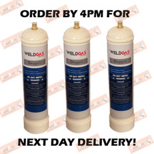 3 X WELDGAS- CASTOLIN/OXY TURBO/WELDGAS OXYGEN REPLACEMENT GAS CYLINDER BOTTLE