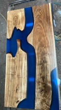 24"x 48" Custom Blue Epoxy Resin Wooden River Style Center  Dining Table Top