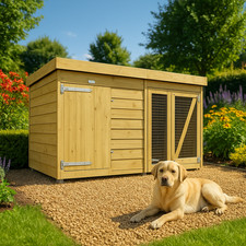 Dog Kennel & Run 6ft x 6ft Fully Pressure Treated Tanalised Timber Free Delivery