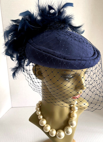 Wedding hat vintage - hat, navy