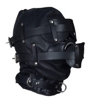 Genuine Real Leather Total Sensory Deprivation Bondage BDSM Hood Mask Role Play
