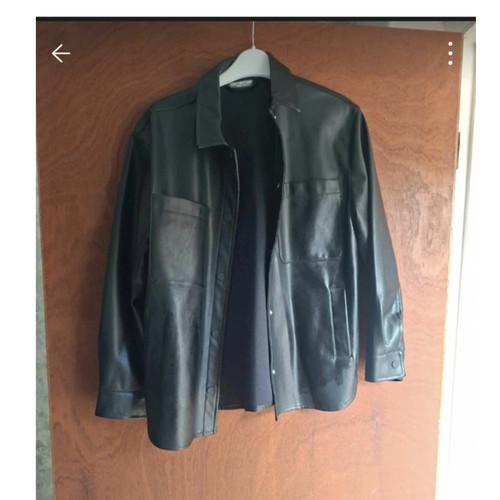Girls black leather jacket - leather,
