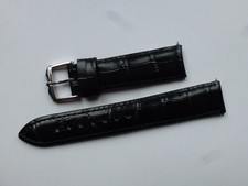 GENUINE ROTARY BLACK LEATHER WATCH STRAP SIZE 20MM CURVED ENDS FITS WATCH BETTER