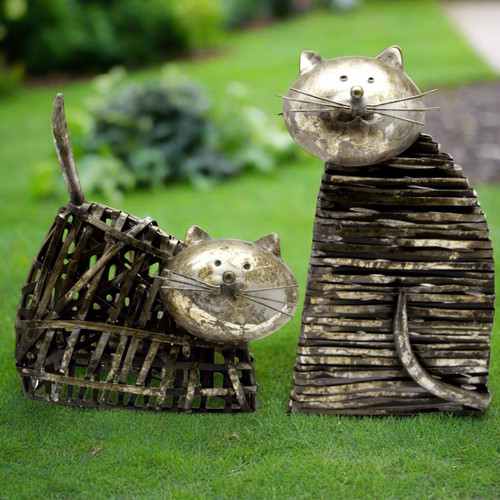 Pair metal cat sculpture - of,