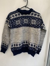 dale of norway pure wool nordic snowflake jumper navy cream size 48 fits small