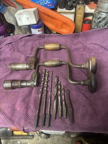 Hand brace drill bits - 2x, &