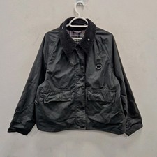 Barbour Spey D Ring Waterproof Wax Wading Fishing Rain Black Jacket Size UK 14