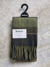 Barbour Tradtional Green 100% Cashmere Scarf Scarves Pattern Genuine NEW RRP £99