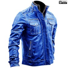 Mens Leather Jacket Cafe Racer