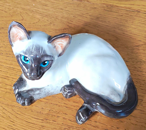 Vintage glazed ceramic siamese - vintage,