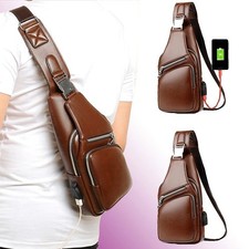 Mens Genuine Leather Chest Bag