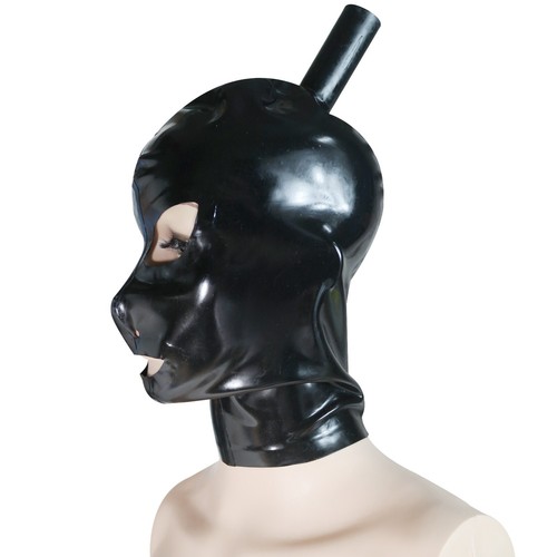 Black latex hood with - hood, long