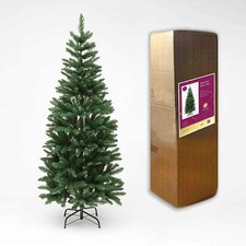 Christmas Tree Slim Pencil Pine Green Artificial Bushy XMAS Home Decor 4-8FT UK