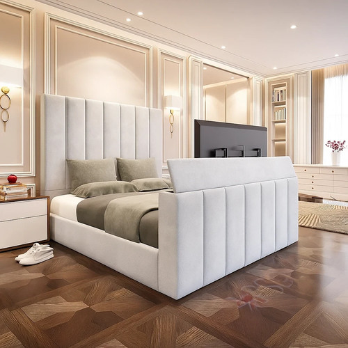 Logan upholstered panel bed - panel, tv